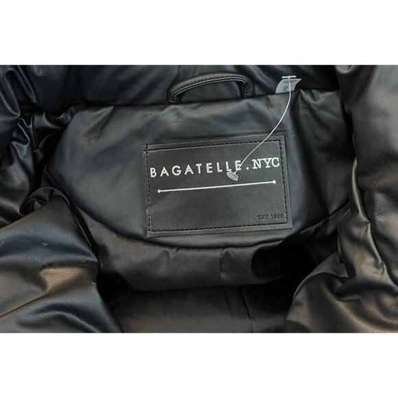 Bagatelle NYC Small Oversized Faux Leather Puffer Jacket Black Snaps - Picture 7 of 9